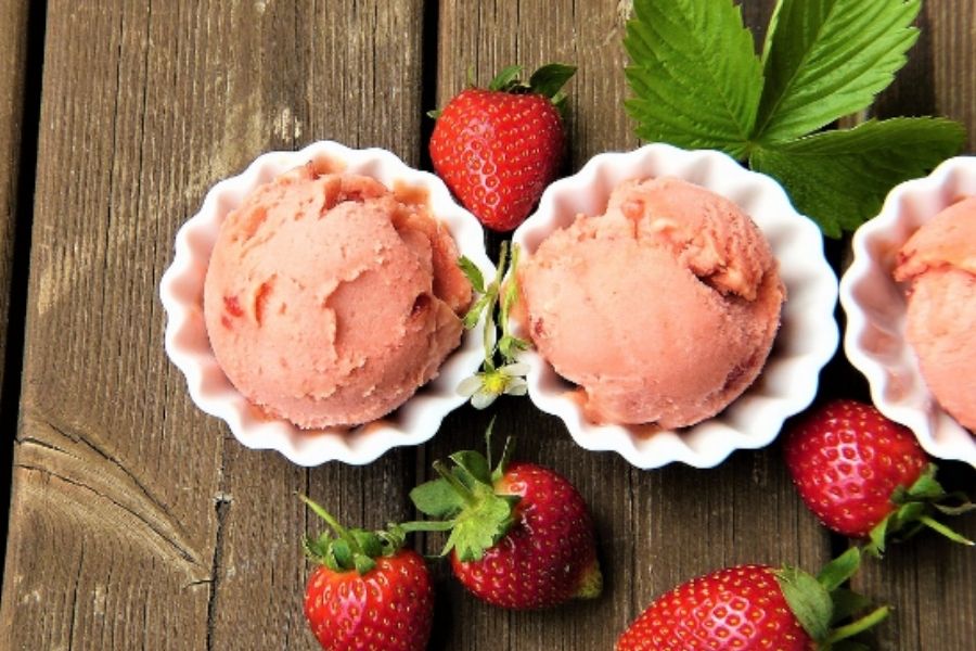 Helado de fresas