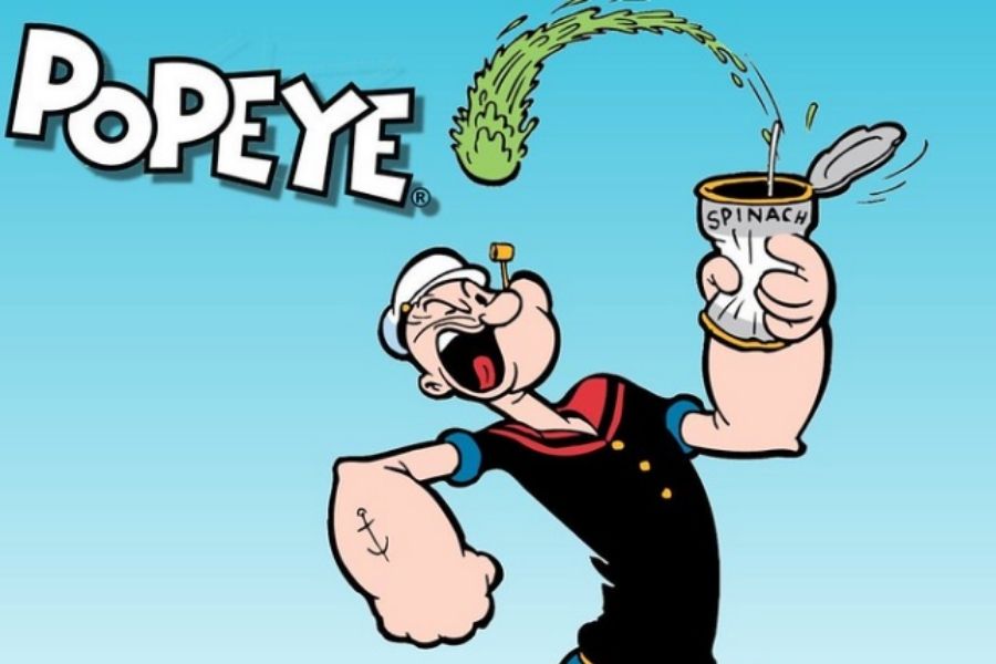 Popeye es recordado por adquirir su fuerza con las espinacas. ¡Aun siendo de lata!