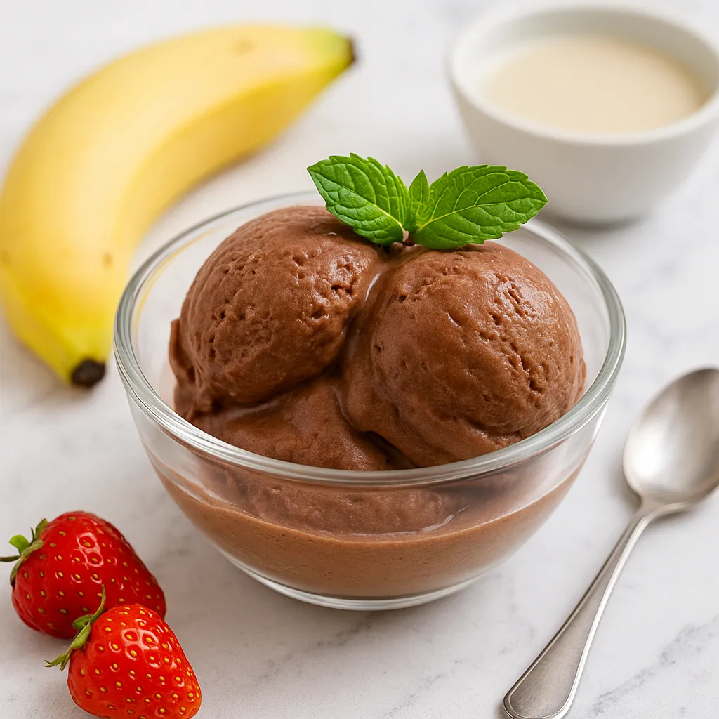 Ingredientes de plátano, fresas, chocolate para hacer una receta para diabeticos. 