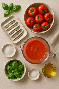 ingredientes-receta-chupito-tomate-albahaca-boquerones