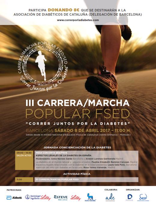 Cartel de la carrera Correr juntos por la diabetes