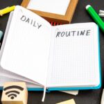 Un cuaderno abierto para escribir las rutinas del día